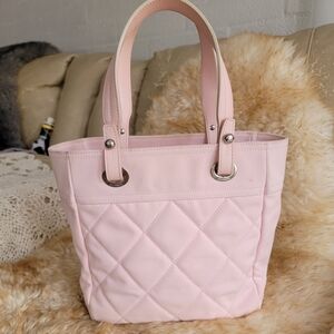 CHANEL Paris-Biarritz Light Pink Quilted Tote Bag